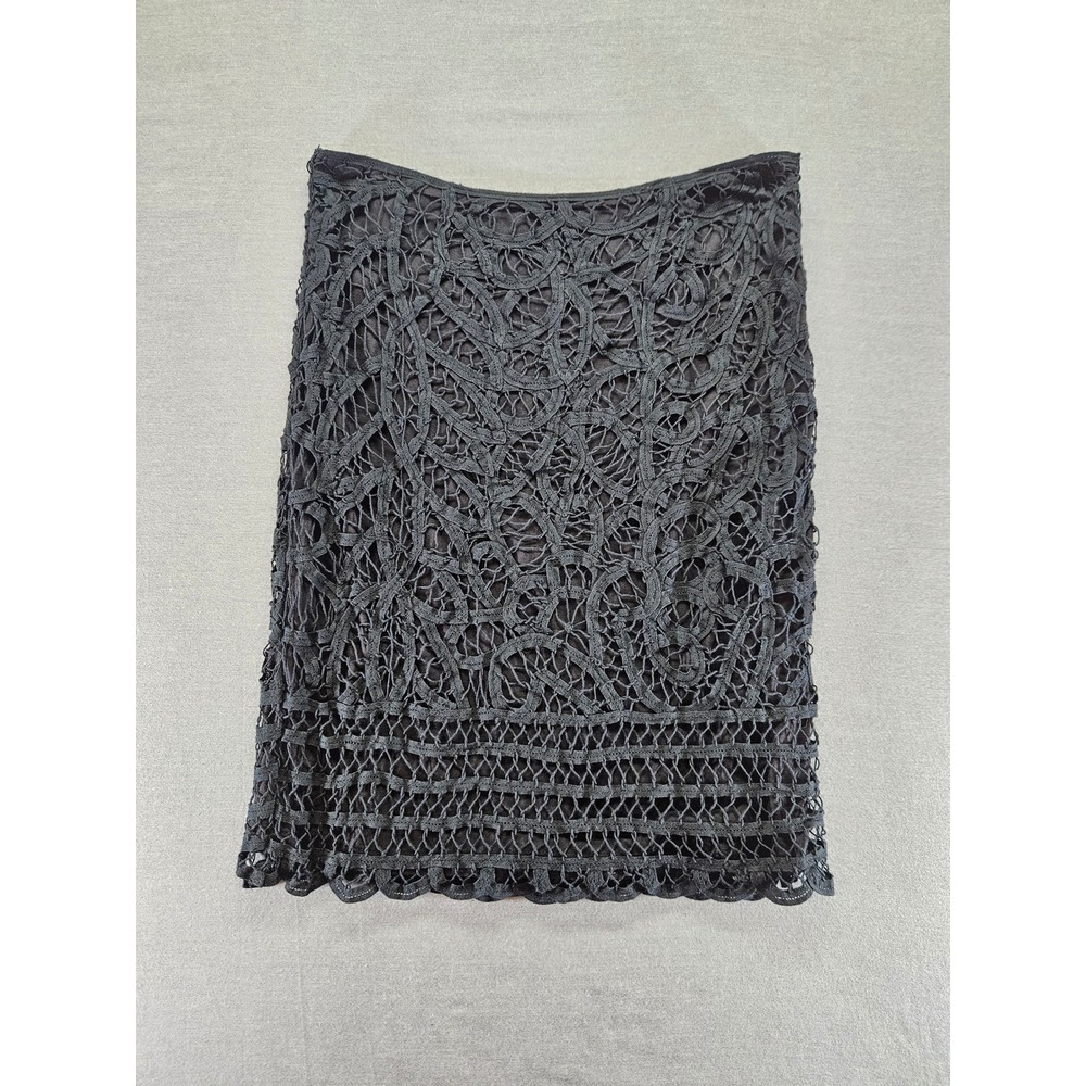 INC International Concepts Black Crochet Lace Mini Skirt Size 2 Cotton Lined